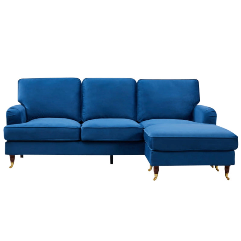 Velvet Reversible Corner Sofa Blue