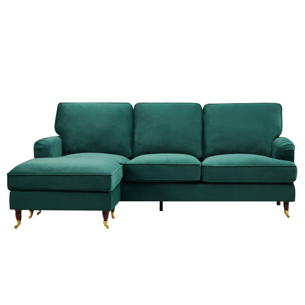 Velvet Reversible Corner Sofa Green
