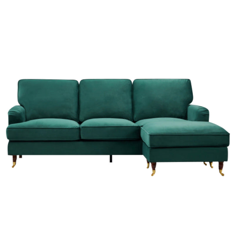 Velvet Reversible Corner Sofa Green