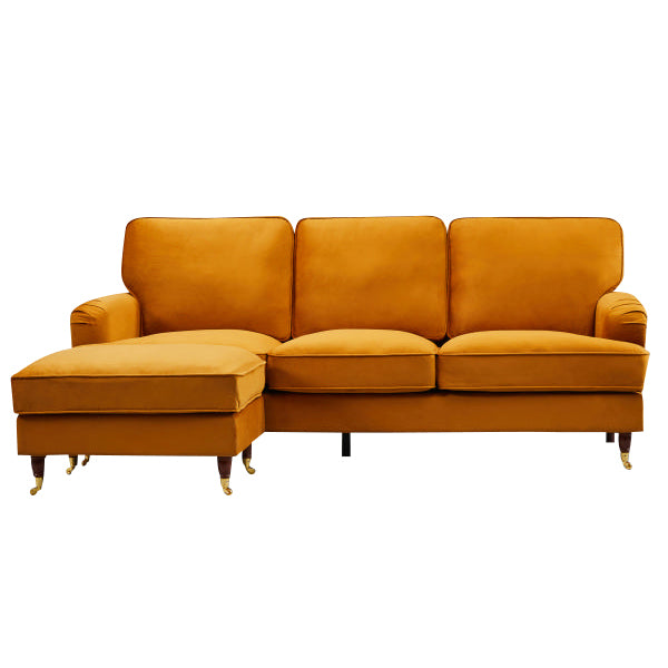 Velvet Reversible Corner Sofa Orange
