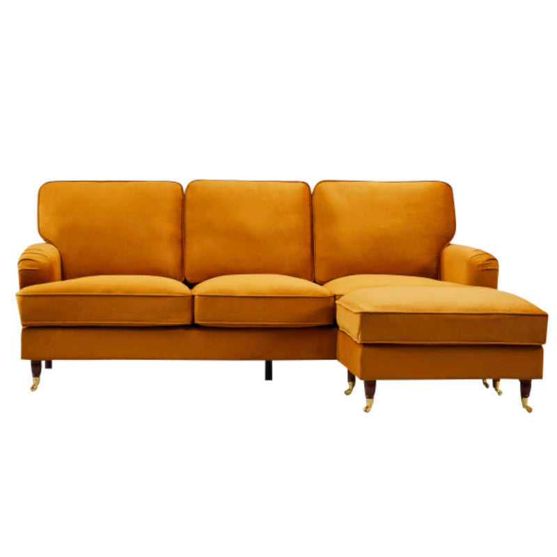 Velvet Reversible Corner Sofa Orange