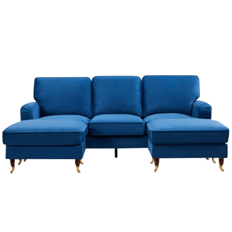 Velvet U-Shaped Corner Sofa Blue