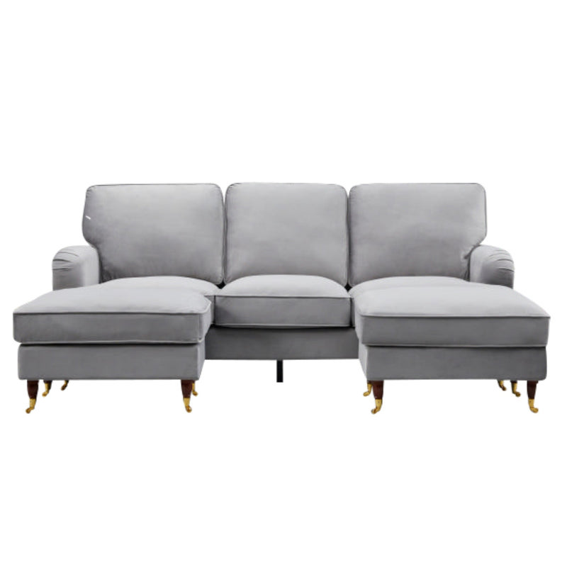 Velvet U-Shaped Corner Sofa Grey