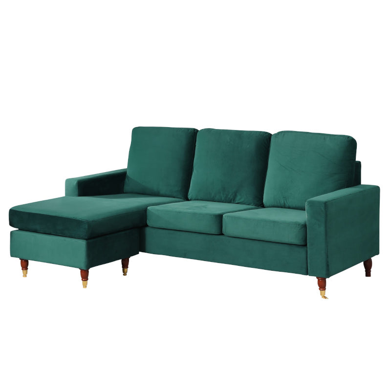 Velvet Reversible Corner Sofa Green