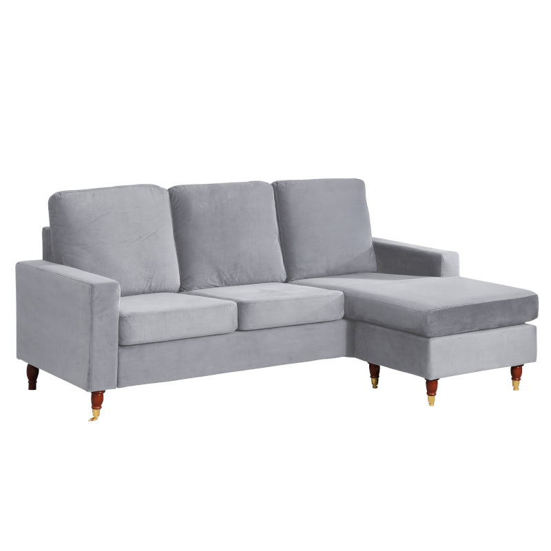 Velvet Reversible Corner Sofa Grey