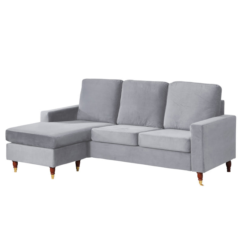 Velvet Reversible Corner Sofa Grey