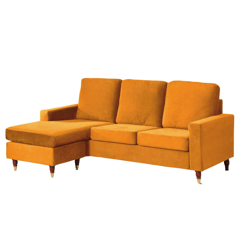 Velvet Reversible Corner Sofa Orange