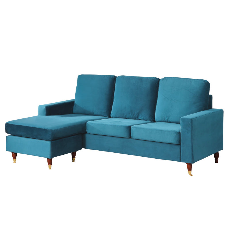 Velvet Reversible Corner Sofa Teal