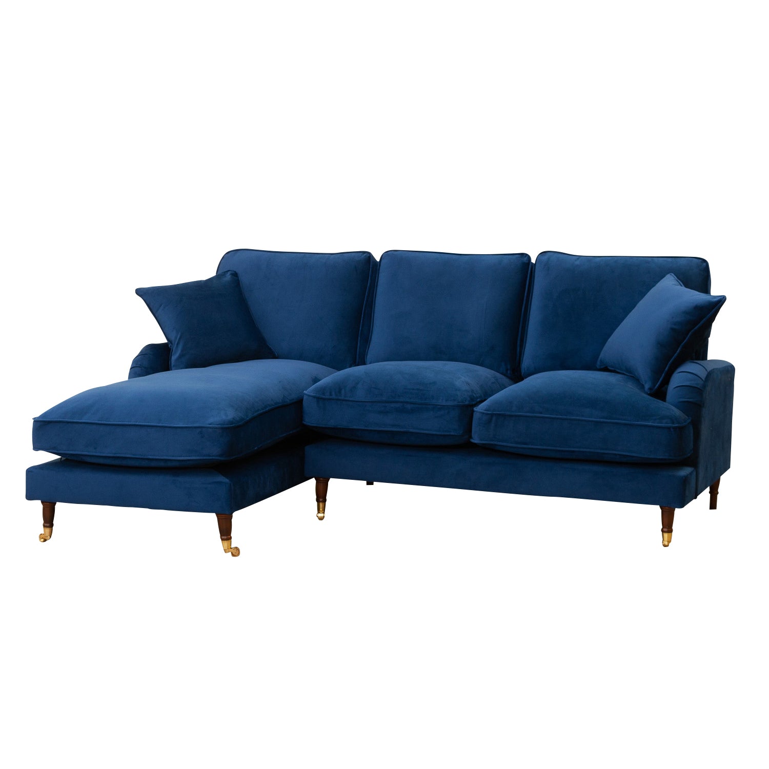 Velvet Corner Sofa Blue