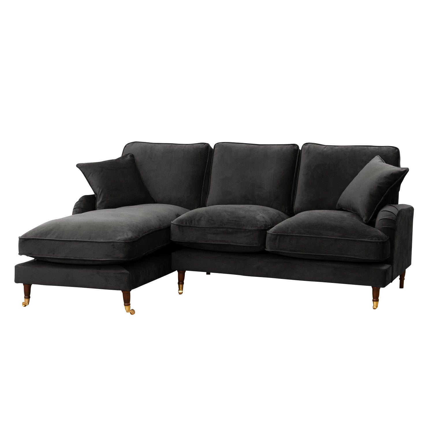Velvet Corner Sofa Charcoal