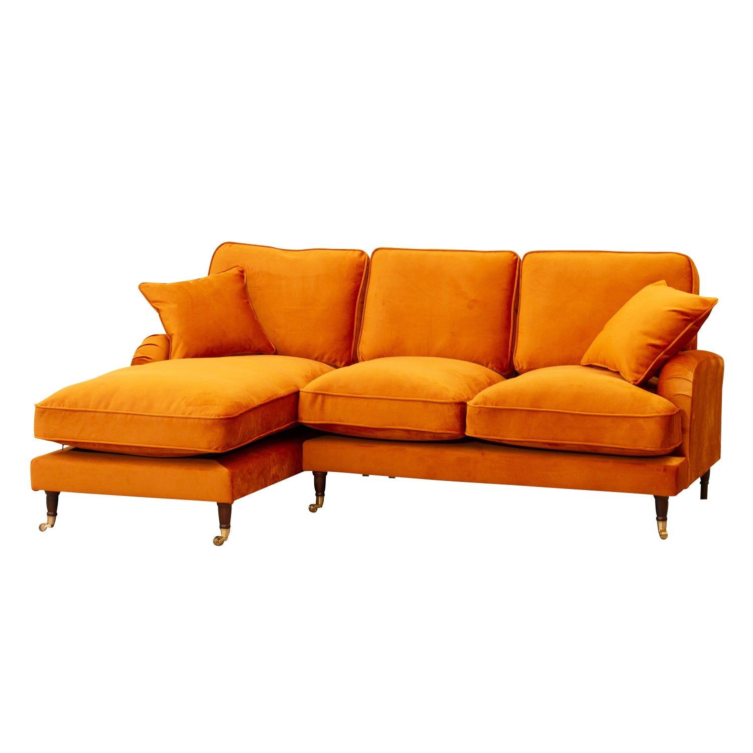 Velvet Corner Sofa Orange