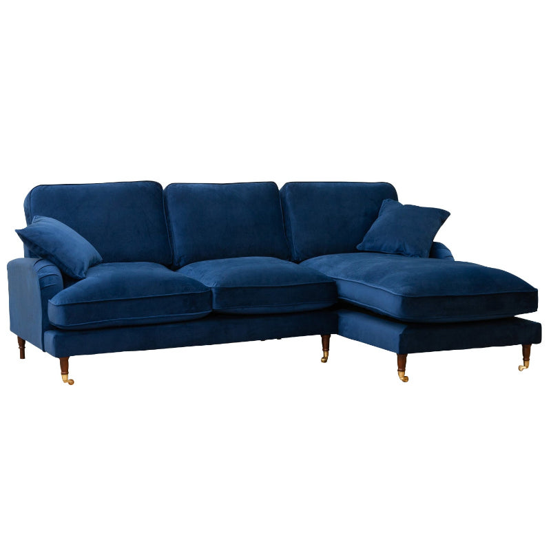 Velvet Corner Sofa Blue