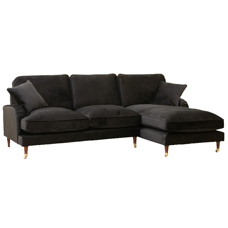 Velvet Corner Sofa Charcoal