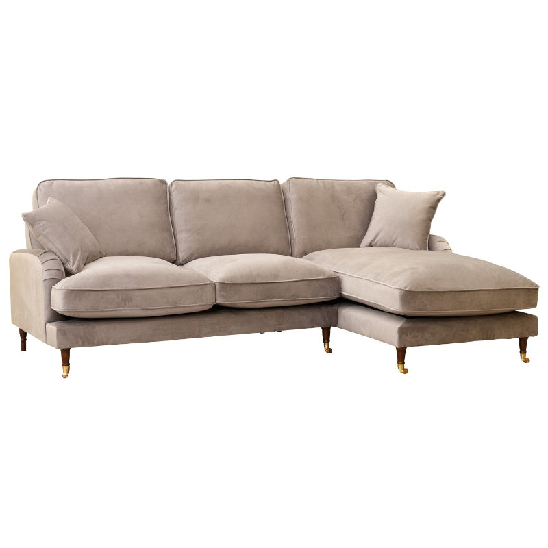 Velvet Corner Sofa Grey
