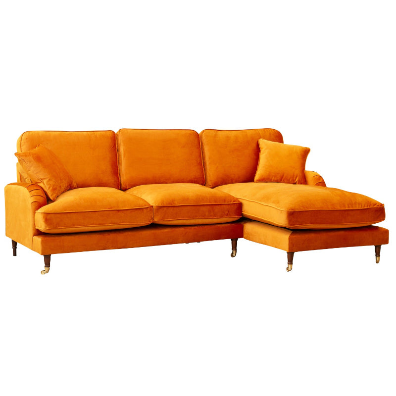 Velvet Corner Sofa Orange