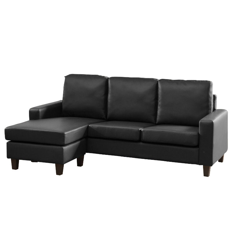 Leather Reversible Corner Sofa Black