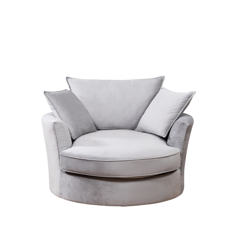 Velvet Swivel Base Cuddle Chair Grey