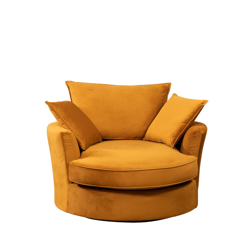 Velvet Swivel Base Cuddle Chair Orange