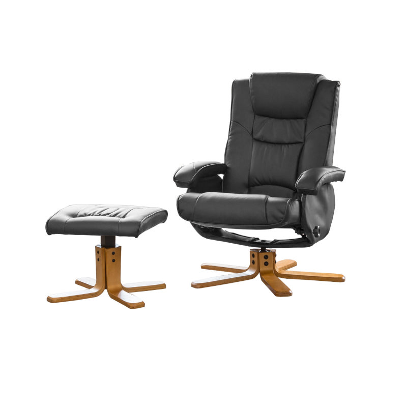 Leather Massage & Heat Swivel Recliner Grey