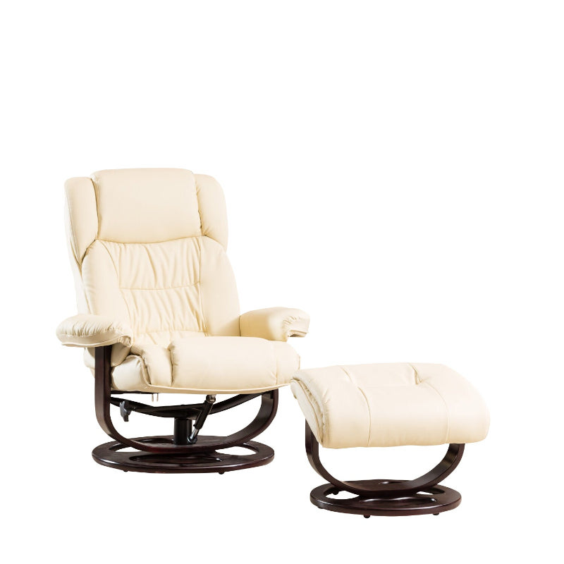 Leather Swivel Recliner Cream