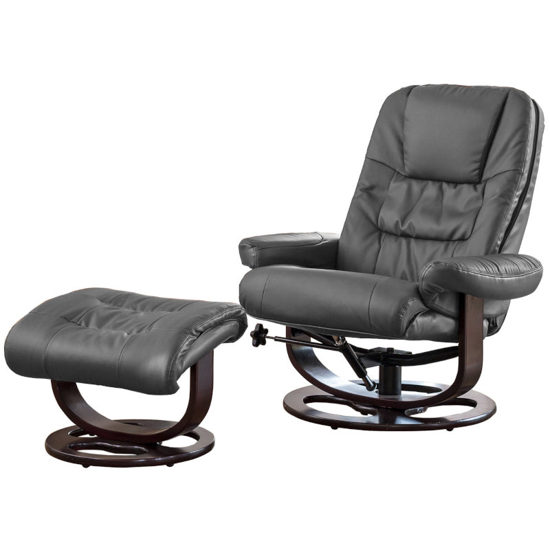 Leather Massage & Heat Swivel Recliner Grey