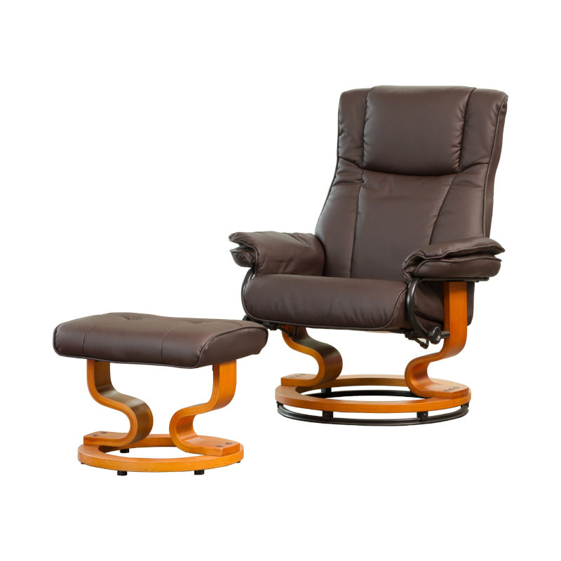 Leather Swivel Recliner Brown