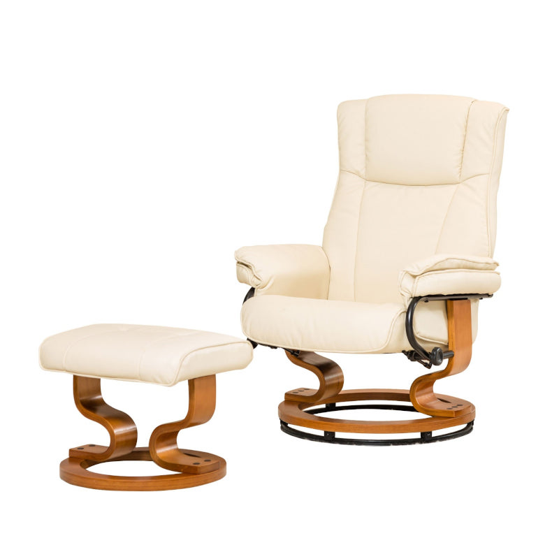 Leather Swivel Recliner Cream