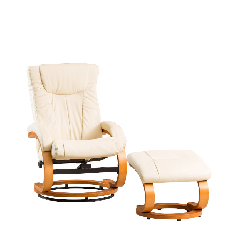 Leather Swivel Recliner Cream