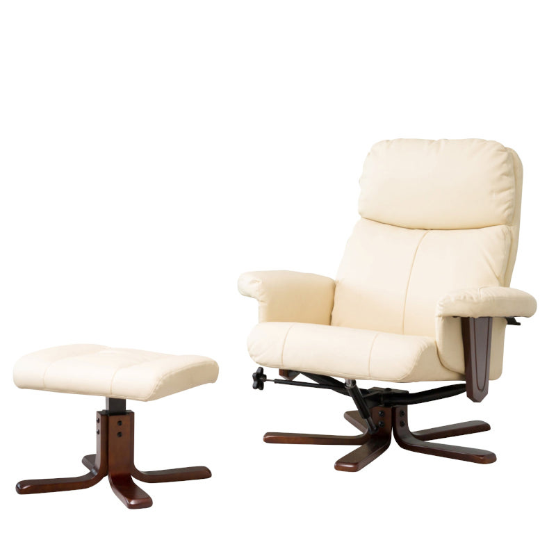 Leather Massage & Heat Swivel Recliner Cream