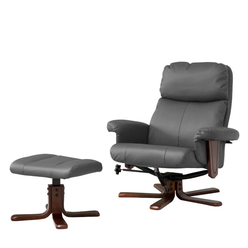 Leather Massage & Heat Swivel Recliner Grey