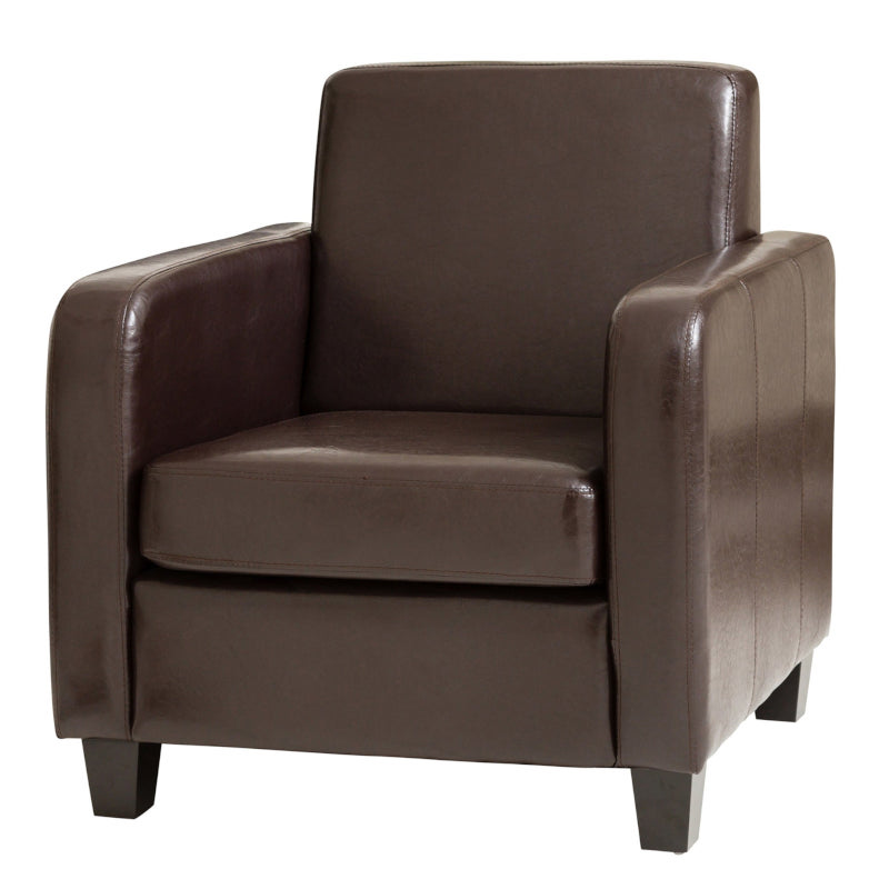 Faux Leather Armchair Brown
